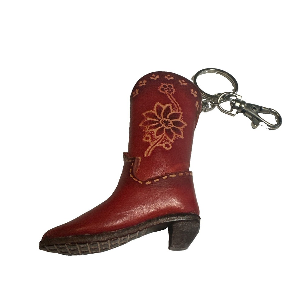 Red Cowboy Boot Leather Keyring Purse Fob Zipper Pull 29585 Purse Charm